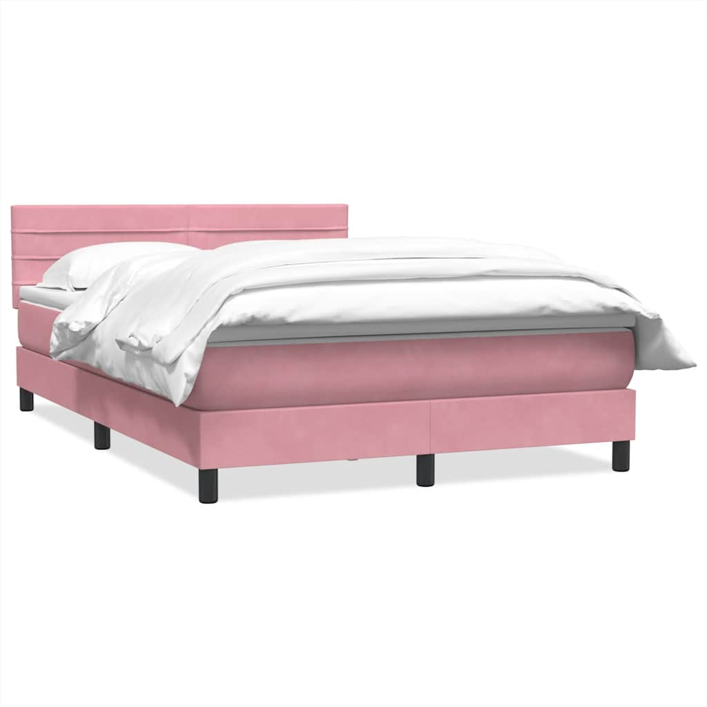 Slatted bed base with pink mattress 160x210 cm velvet