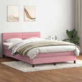 Slatted bed base with pink mattress 160x210 cm velvet