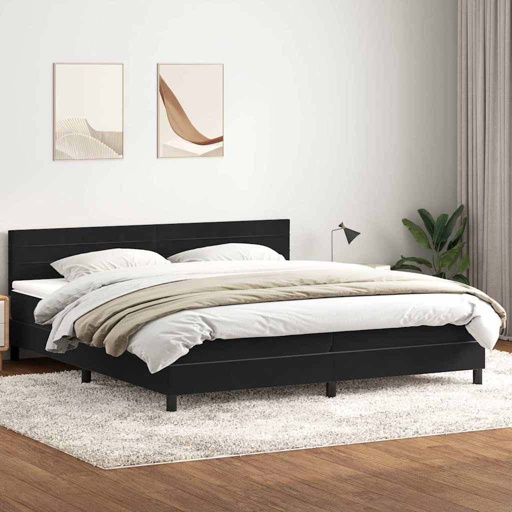 Sommier à lattes de lit avec matelas noir 180x210 cm velours