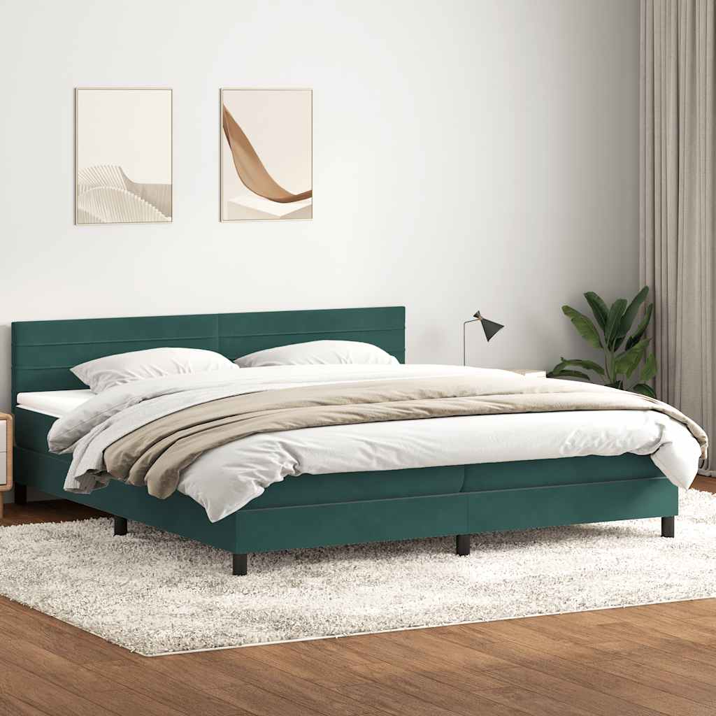 Sommier à lattes de lit et matelas vert foncé 180x210cm velours