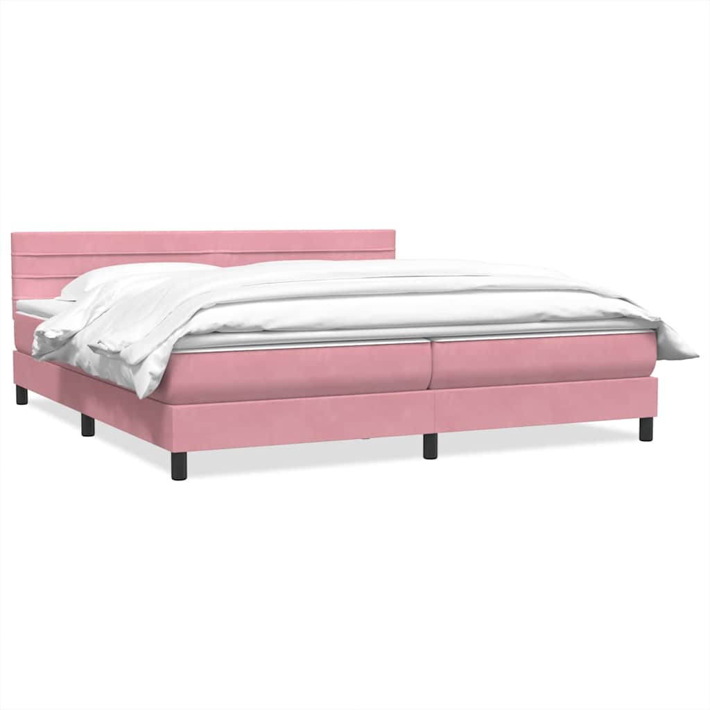 Sommier à lattes de lit avec matelas rose 180x210 cm velours