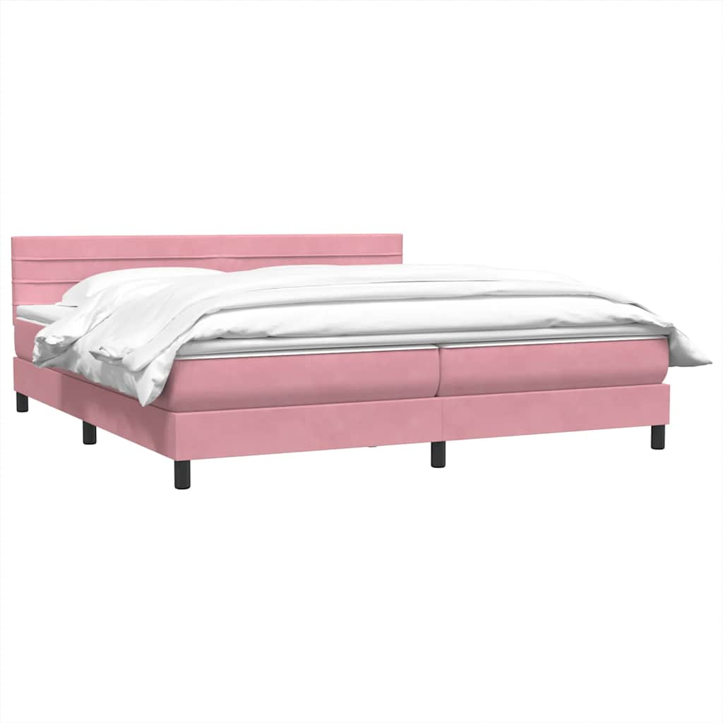 Sommier à lattes de lit avec matelas rose 180x210 cm velours