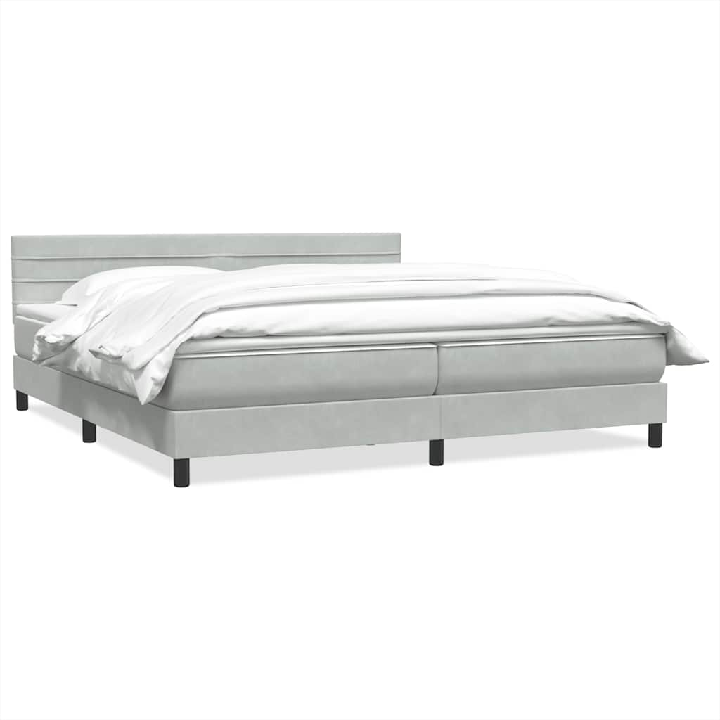 Sommier à lattes de lit et matelas gris clair 200x210cm velours