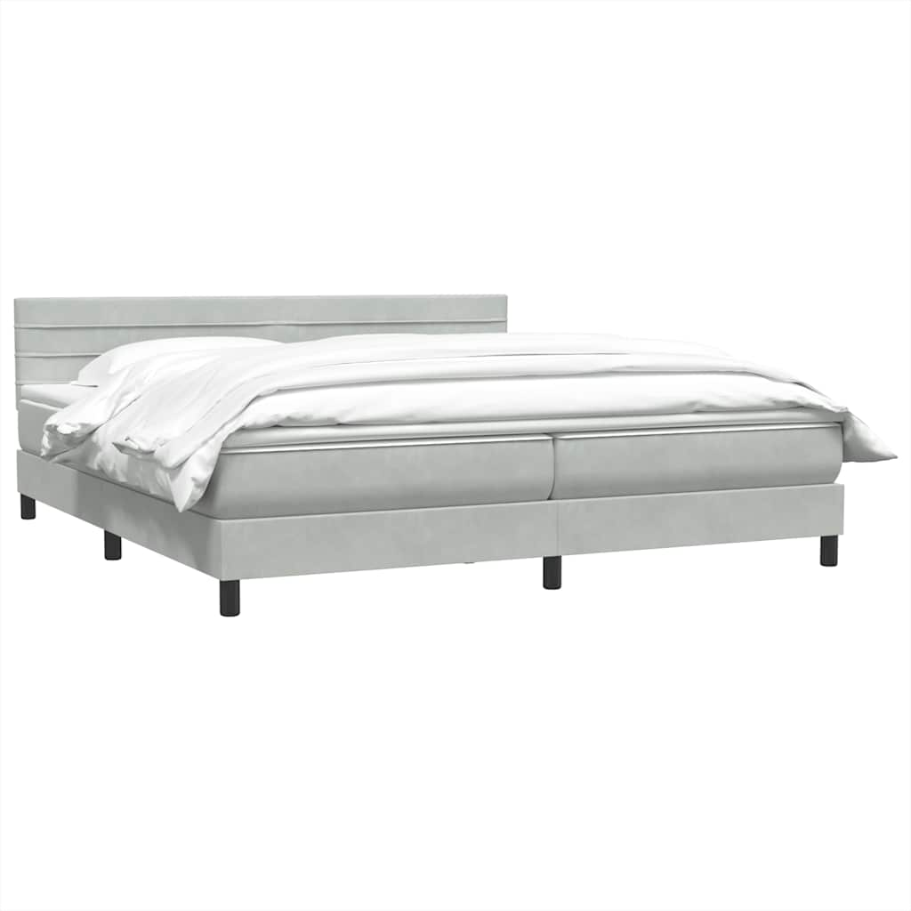 Sommier à lattes de lit et matelas gris clair 200x210cm velours