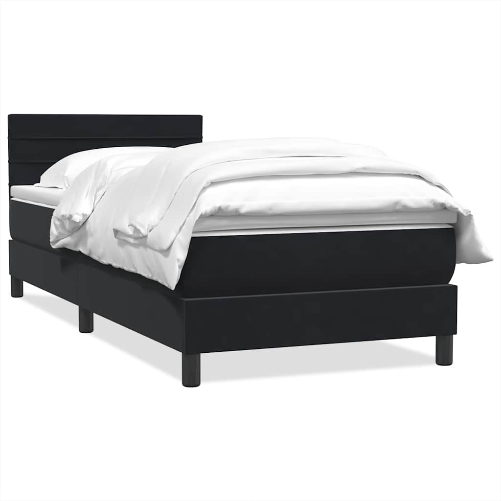 Sommier à lattes de lit avec matelas noir 90x220 cm velours