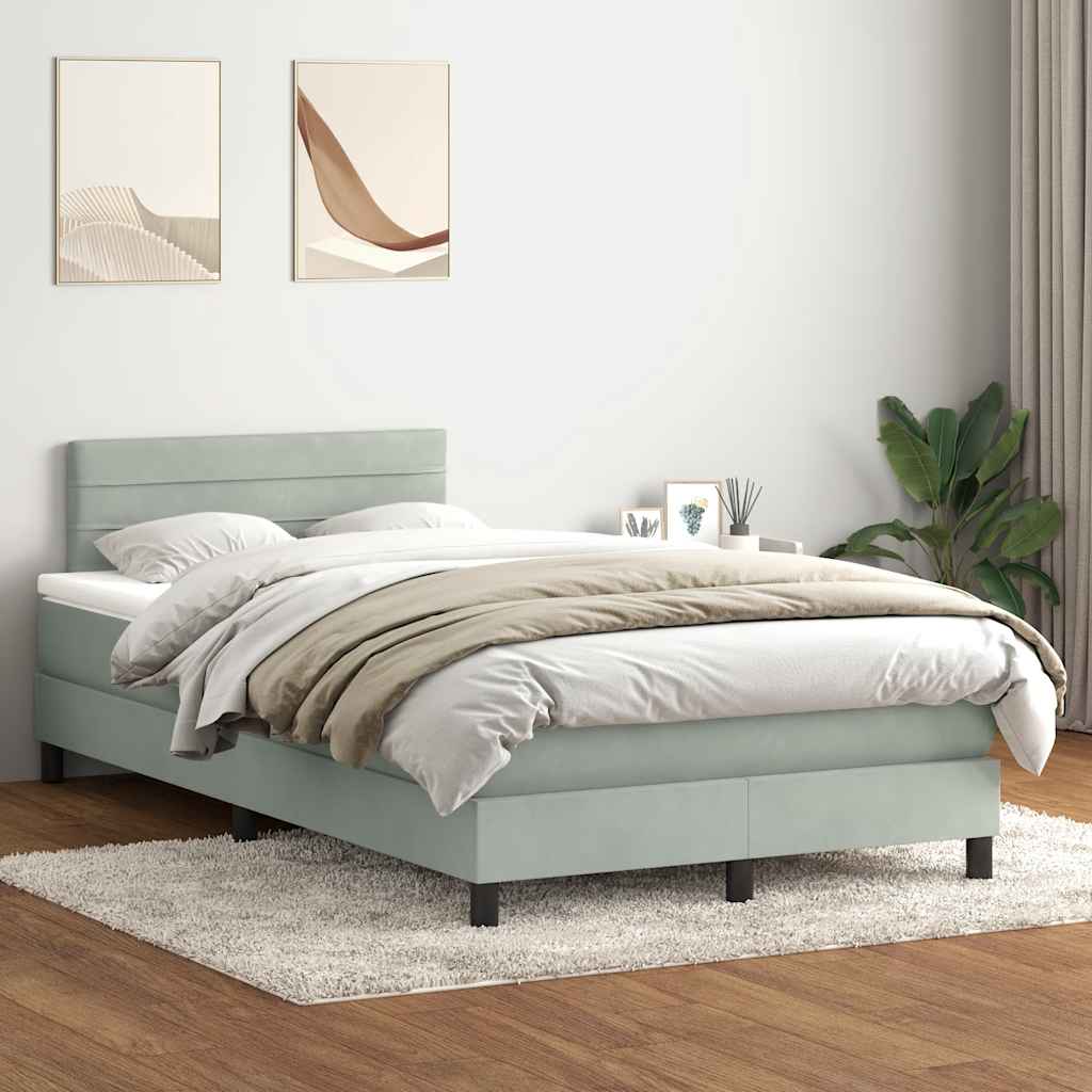 Sommier à lattes de lit et matelas gris clair 120x220cm velours