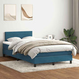 Dark blue slatted bed base and mattress 120x220cm velvet