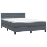 Dark grey slatted bed base and mattress 140x220cm velvet