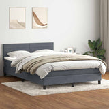 Dark grey slatted bed base and mattress 140x220cm velvet