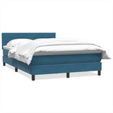 Dark Blue 160x220cm Velvet Bed Slatted Base and Mattress