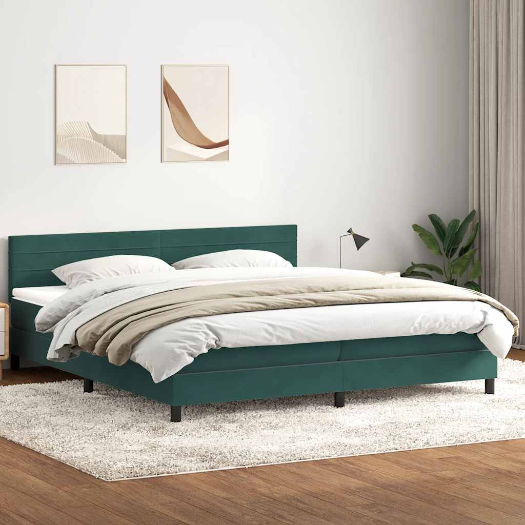 Sommier à lattes de lit et matelas vert foncé 180x220cm velours