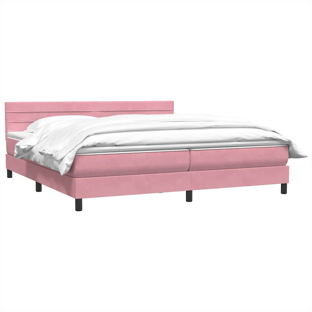 Sommier à lattes de lit avec matelas rose 180x220 cm velours