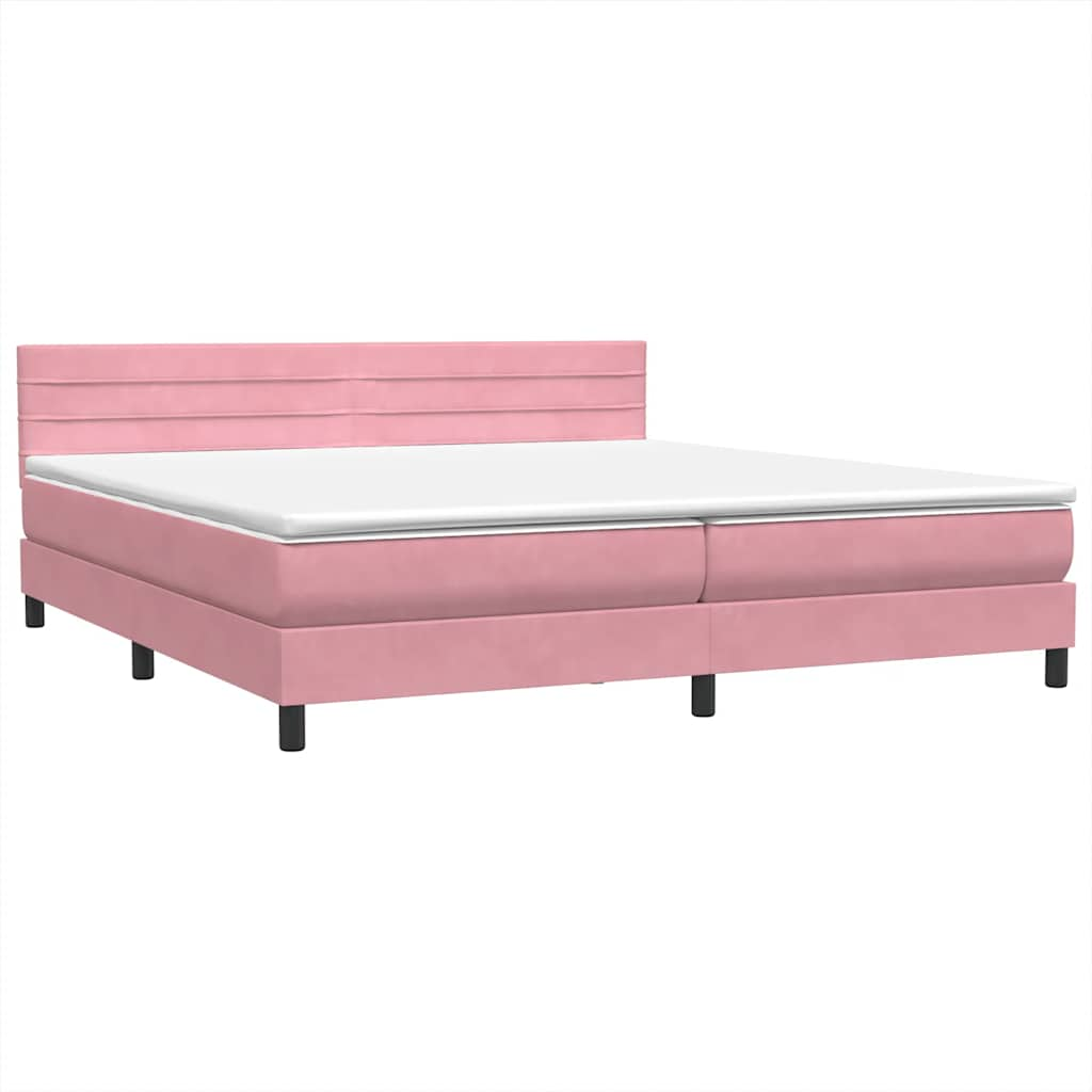 Sommier à lattes de lit avec matelas rose 200x220 cm velours