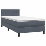 Dark grey slatted bed base and mattress 80x210 cm velvet