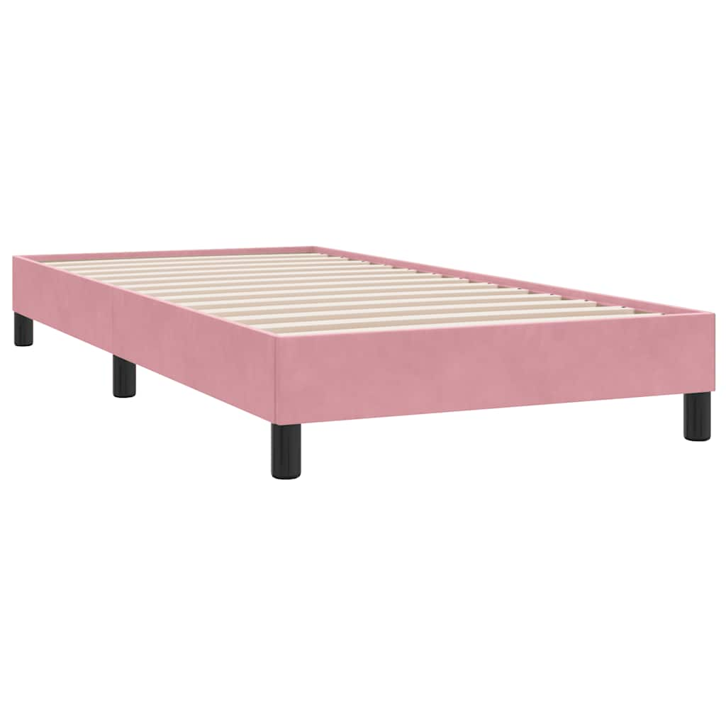 Slatted bed base with pink mattress 80x210 cm velvet