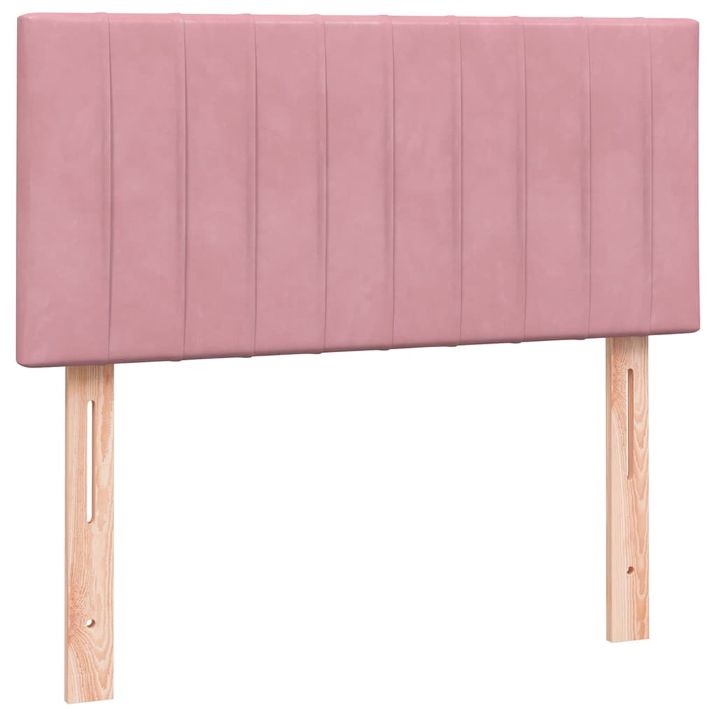 Slatted bed base with pink mattress 80x210 cm velvet