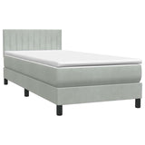 Sommier à lattes de lit et matelas gris clair 90x210 cm velours