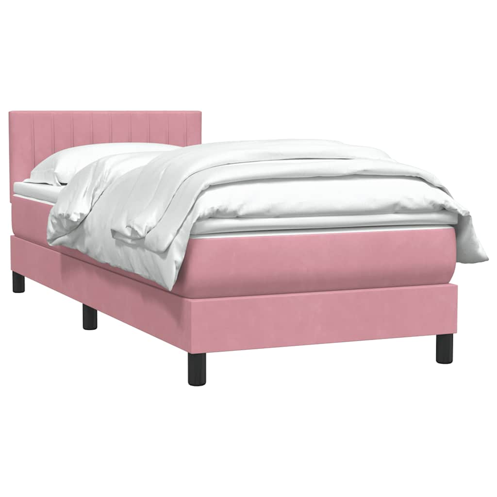 Sommier à lattes de lit avec matelas rose 90x210 cm velours