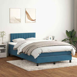 Dark blue slatted bed base and mattress 120x210cm velvet