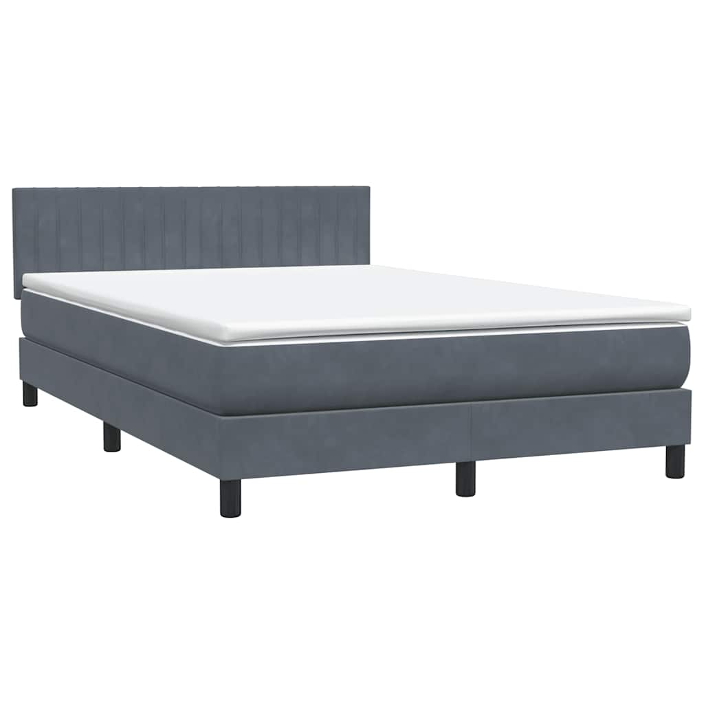 Dark grey slatted bed base and mattress 160x210cm velvet