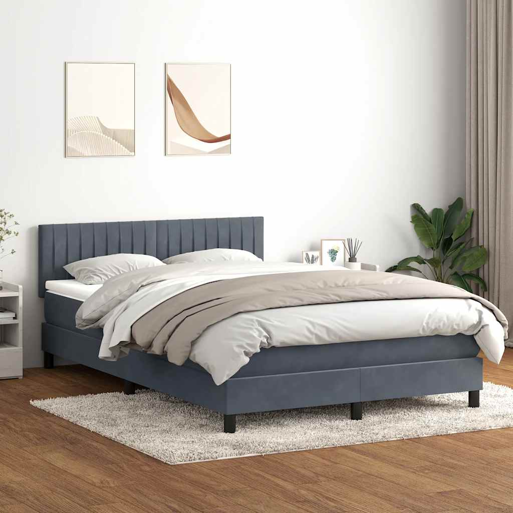 Dark grey slatted bed base and mattress 160x210cm velvet