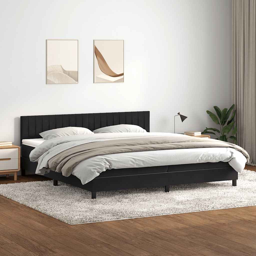 Slatted bed base with black mattress 200x210 cm Velvet