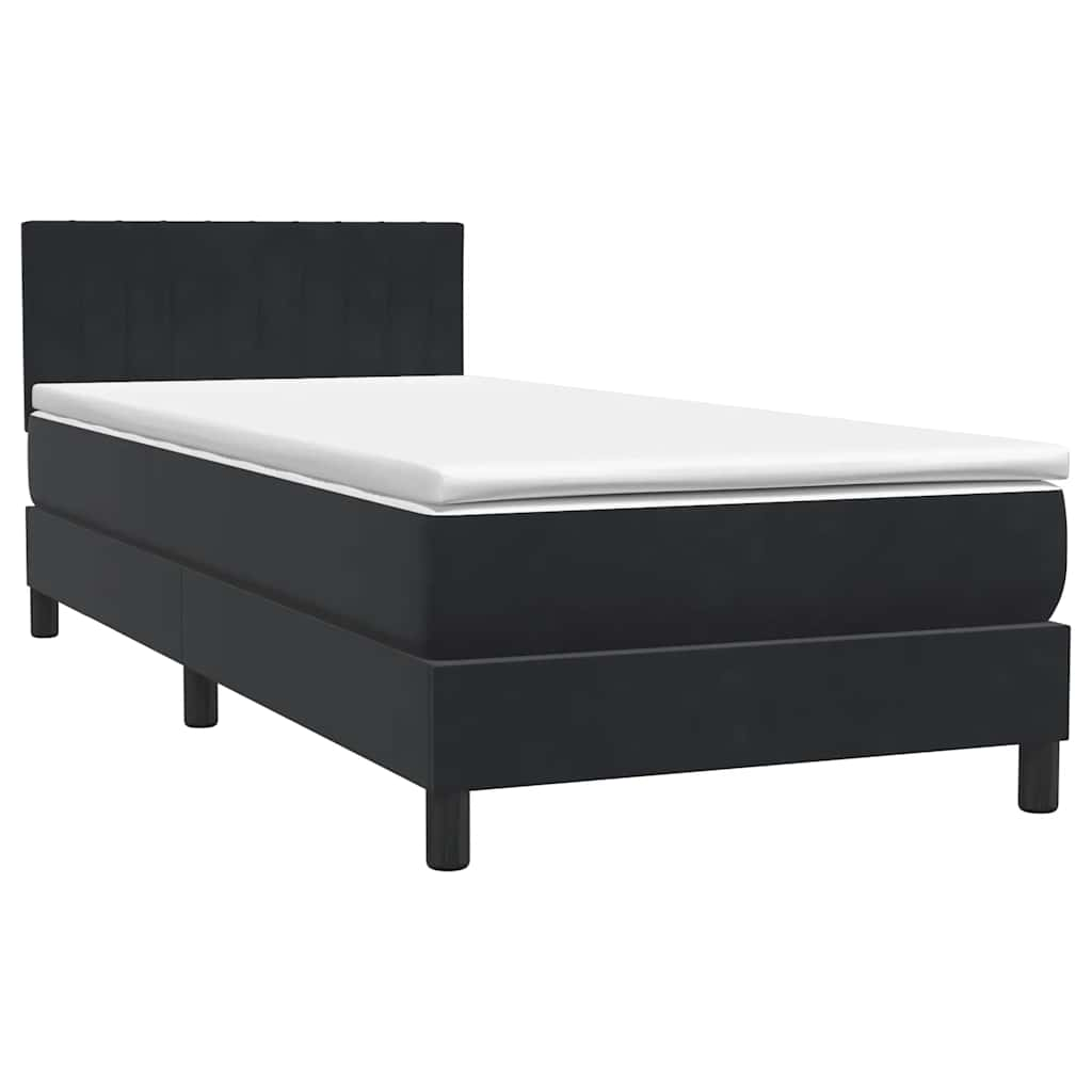 Sommier à lattes de lit avec matelas noir 80x220 cm velours