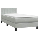 Sommier à lattes de lit et matelas gris clair 90x220 cm velours