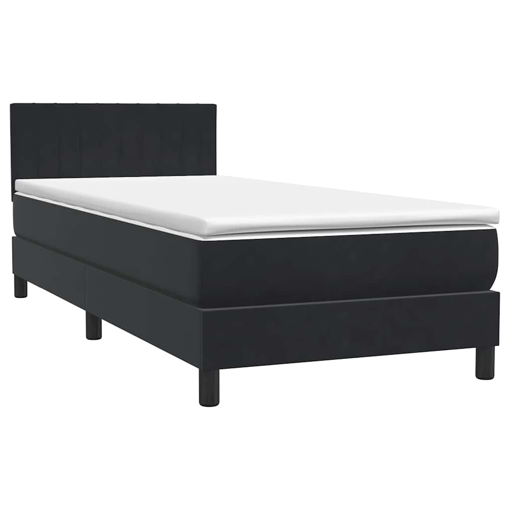 Sommier à lattes de lit avec matelas noir 90x220 cm velours