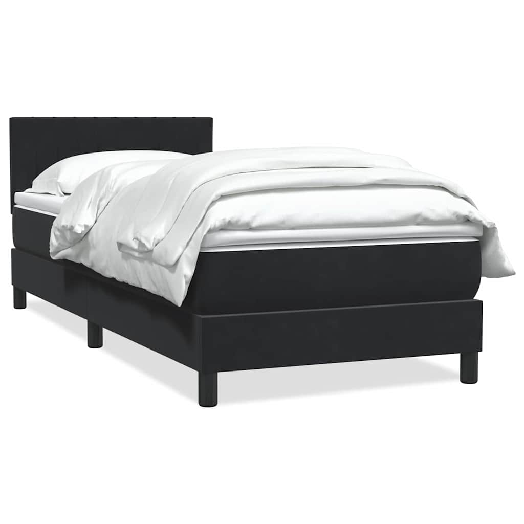 Sommier à lattes de lit avec matelas noir 90x220 cm velours