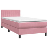 Sommier à lattes de lit avec matelas rose 90x220 cm velours