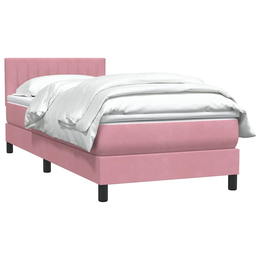 Sommier à lattes de lit avec matelas rose 90x220 cm velours