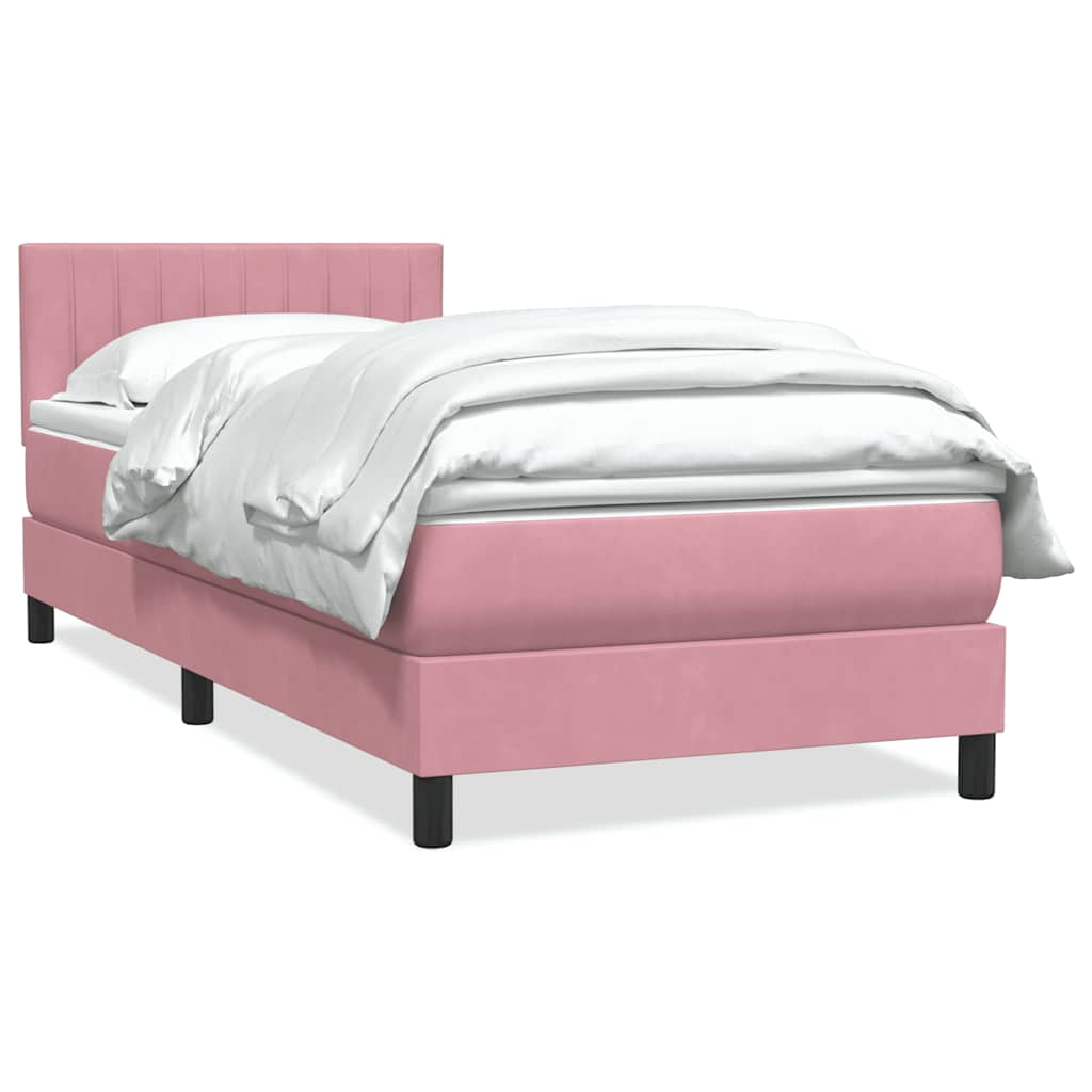 Sommier à lattes de lit avec matelas rose 90x220 cm velours