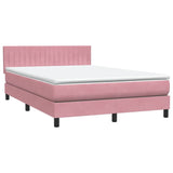 Sommier à lattes de lit avec matelas rose 160x220 cm velours