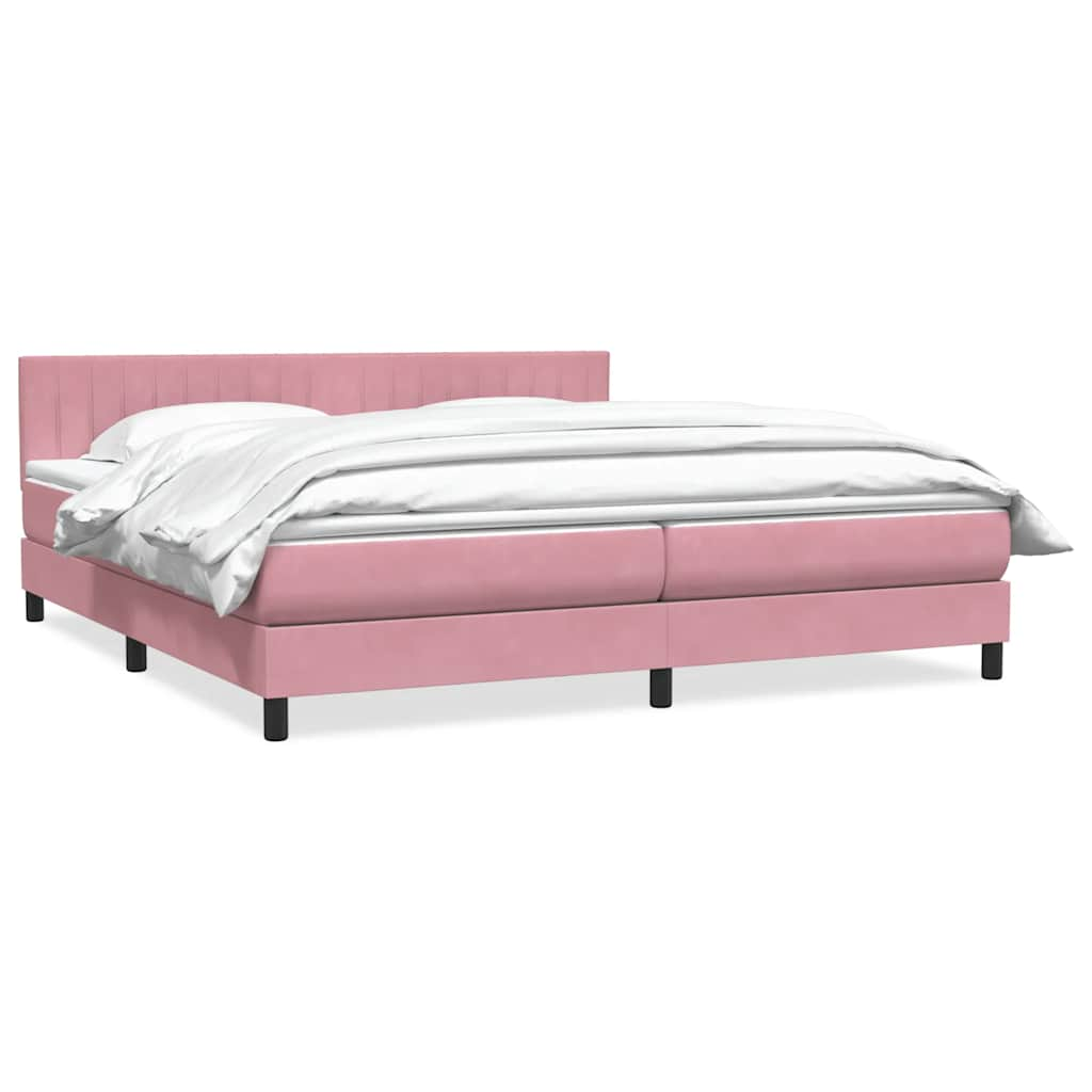 Sommier à lattes de lit avec matelas rose 180x220 cm velours