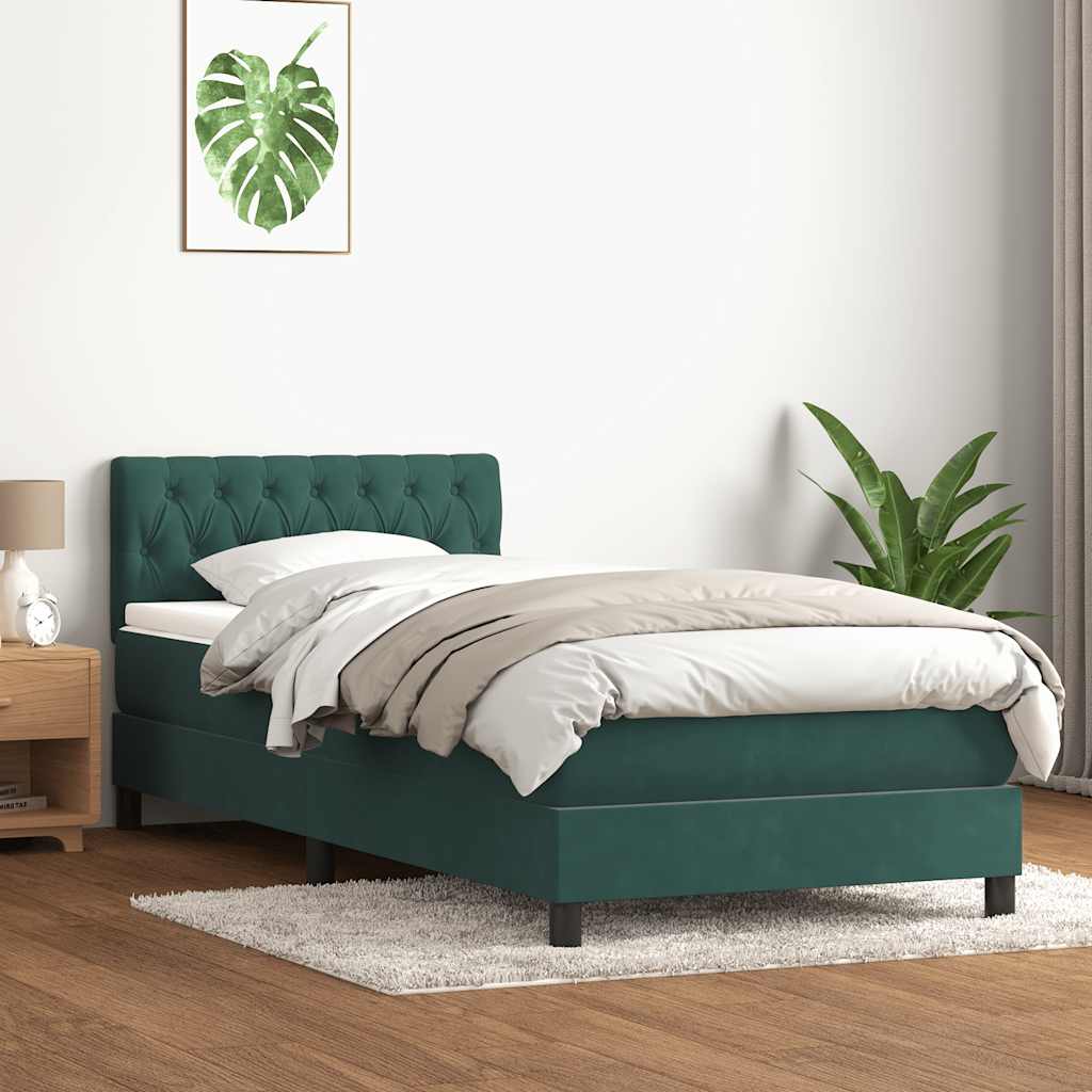 Sommier à lattes de lit et matelas vert foncé 80x210 cm velours