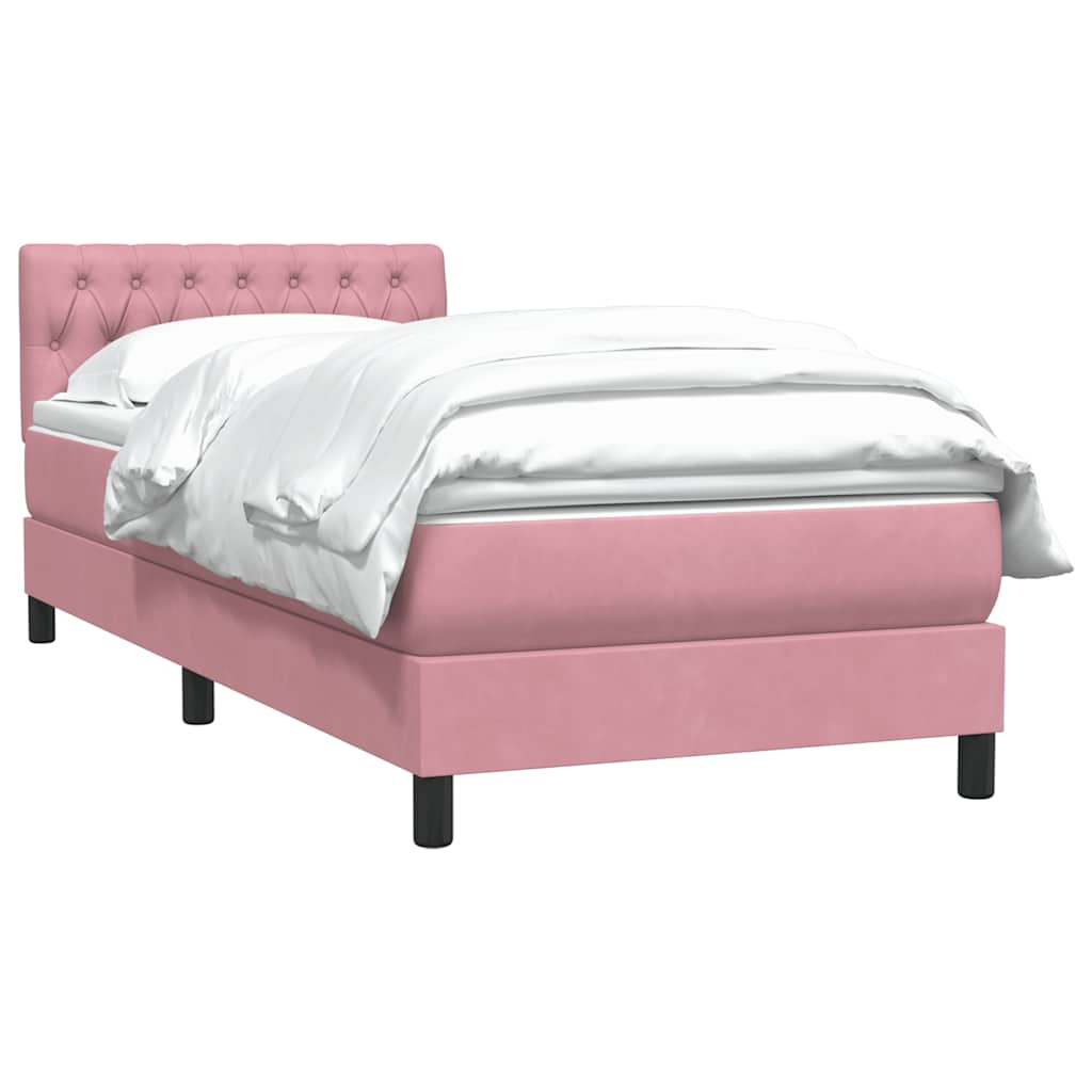 Sommier à lattes de lit avec matelas rose 80x210 cm velours