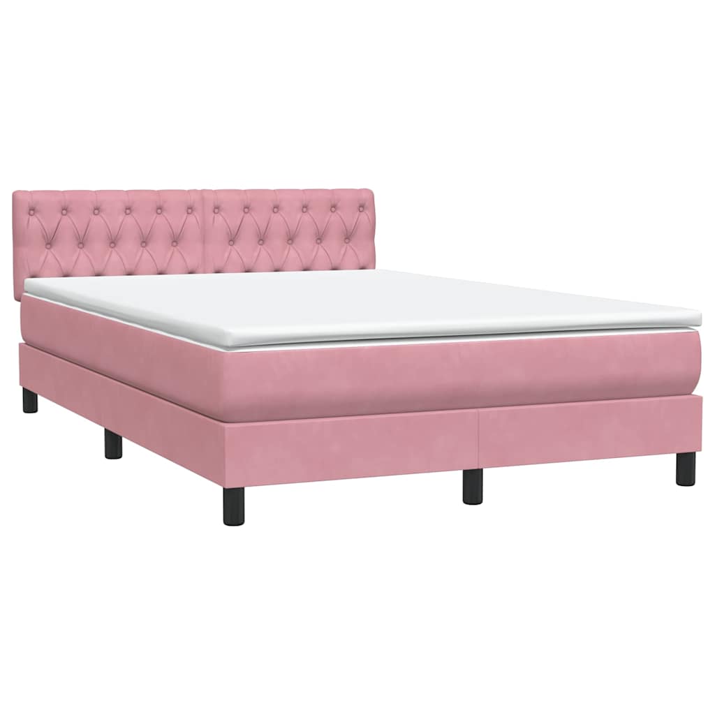 Slatted bed base with pink mattress 160x210 cm velvet