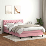 Slatted bed base with pink mattress 160x210 cm velvet