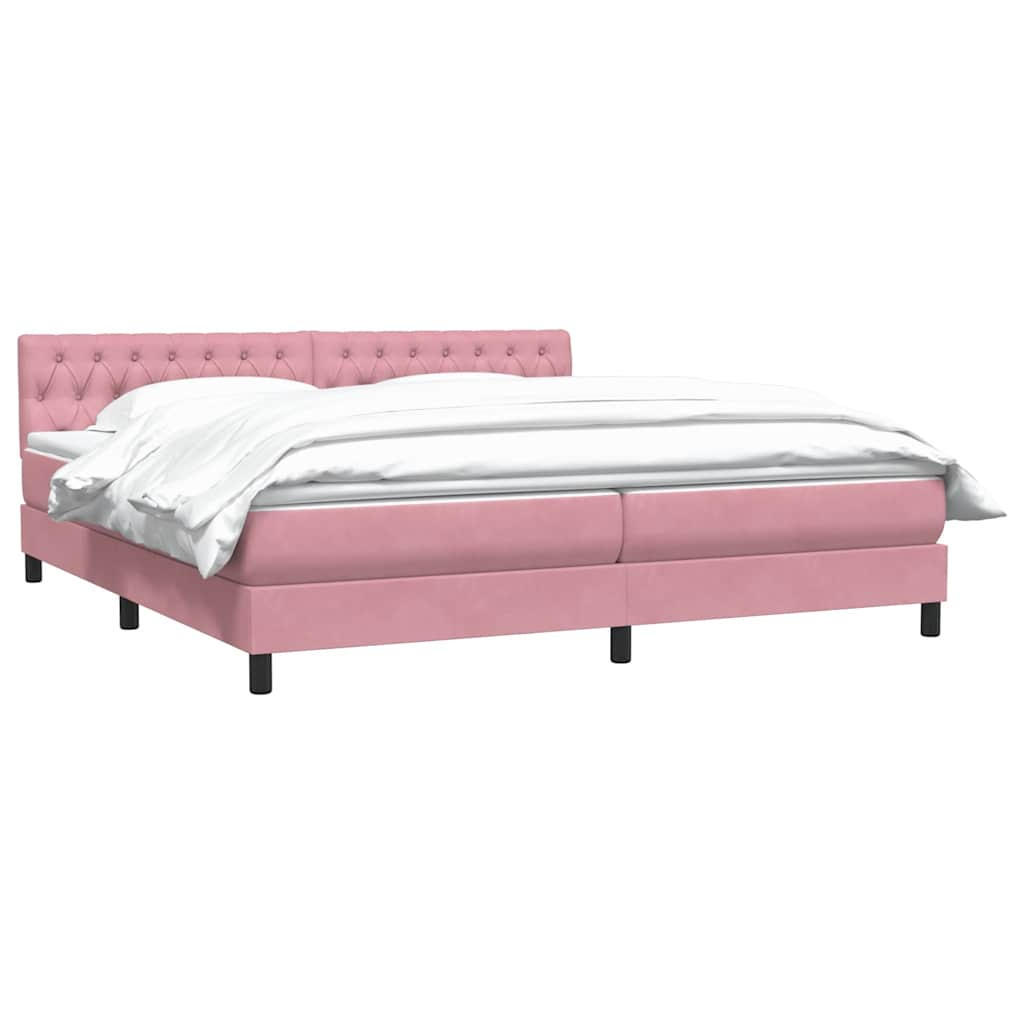 Sommier à lattes de lit avec matelas rose 200x210 cm velours