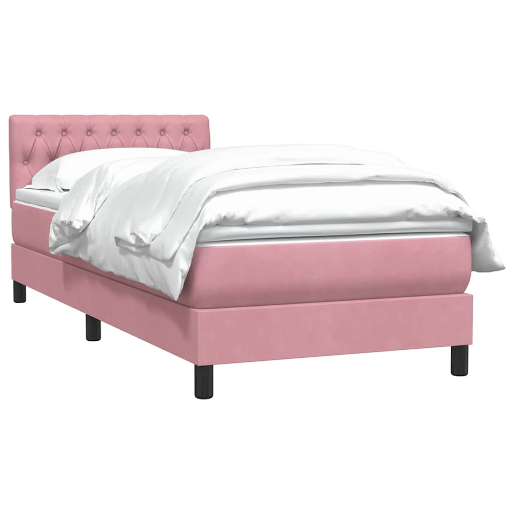 Sommier à lattes de lit avec matelas rose 80x220 cm velours