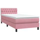 Sommier à lattes de lit avec matelas rose 80x220 cm velours