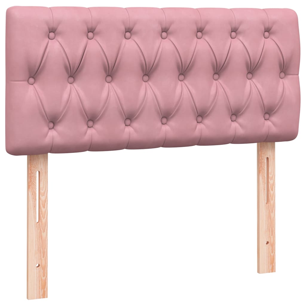 Sommier à lattes de lit avec matelas rose 100x220 cm velours