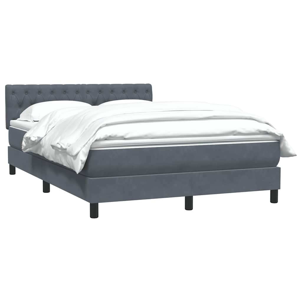 Dark grey slatted bed base and mattress 140x220cm velvet