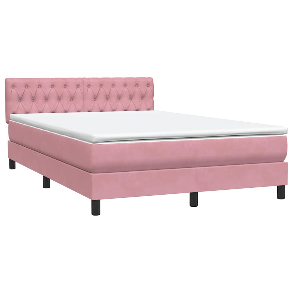 Sommier à lattes de lit avec matelas rose 160x220 cm velours