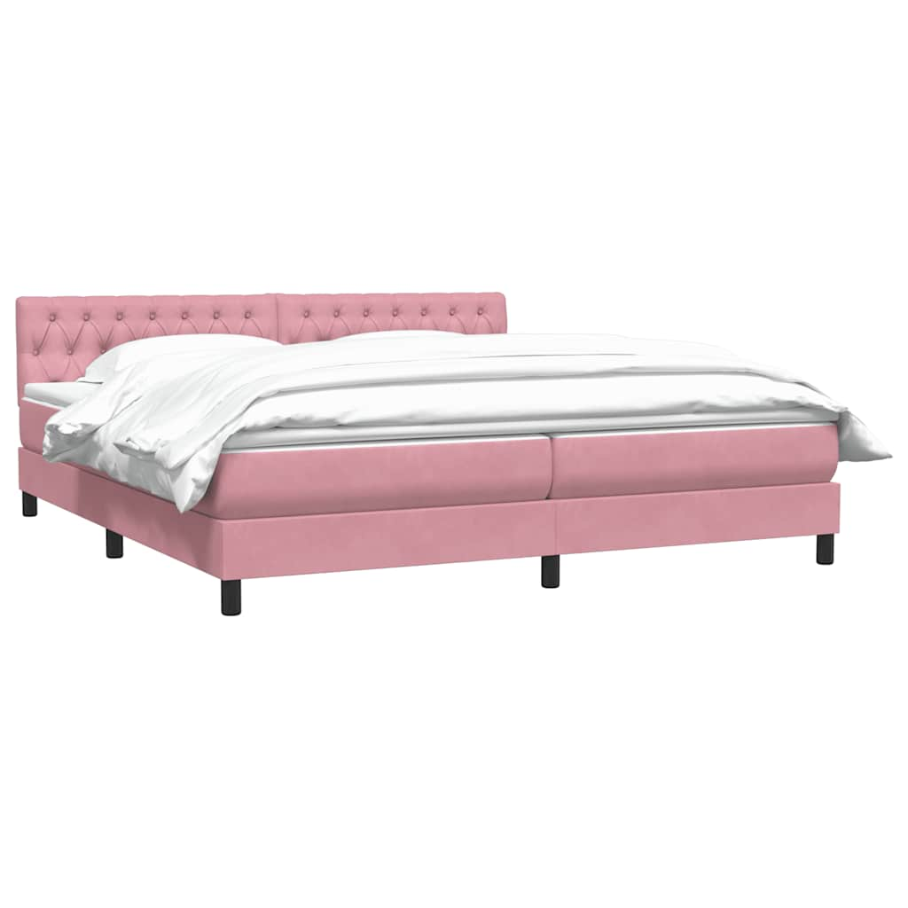 Sommier à lattes de lit avec matelas rose 200x220 cm velours