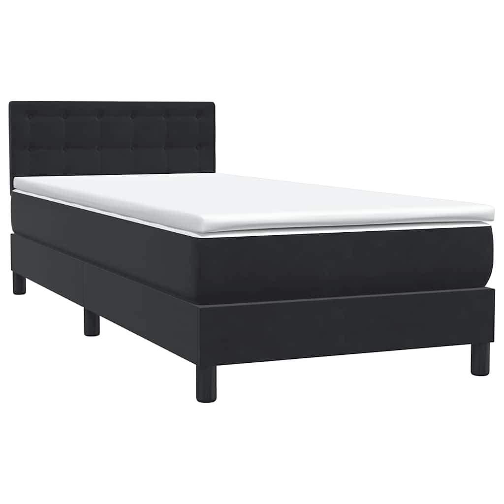 Sommier à lattes de lit avec matelas noir 80x210 cm velours