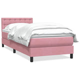 Slatted bed base with pink mattress 80x210 cm velvet