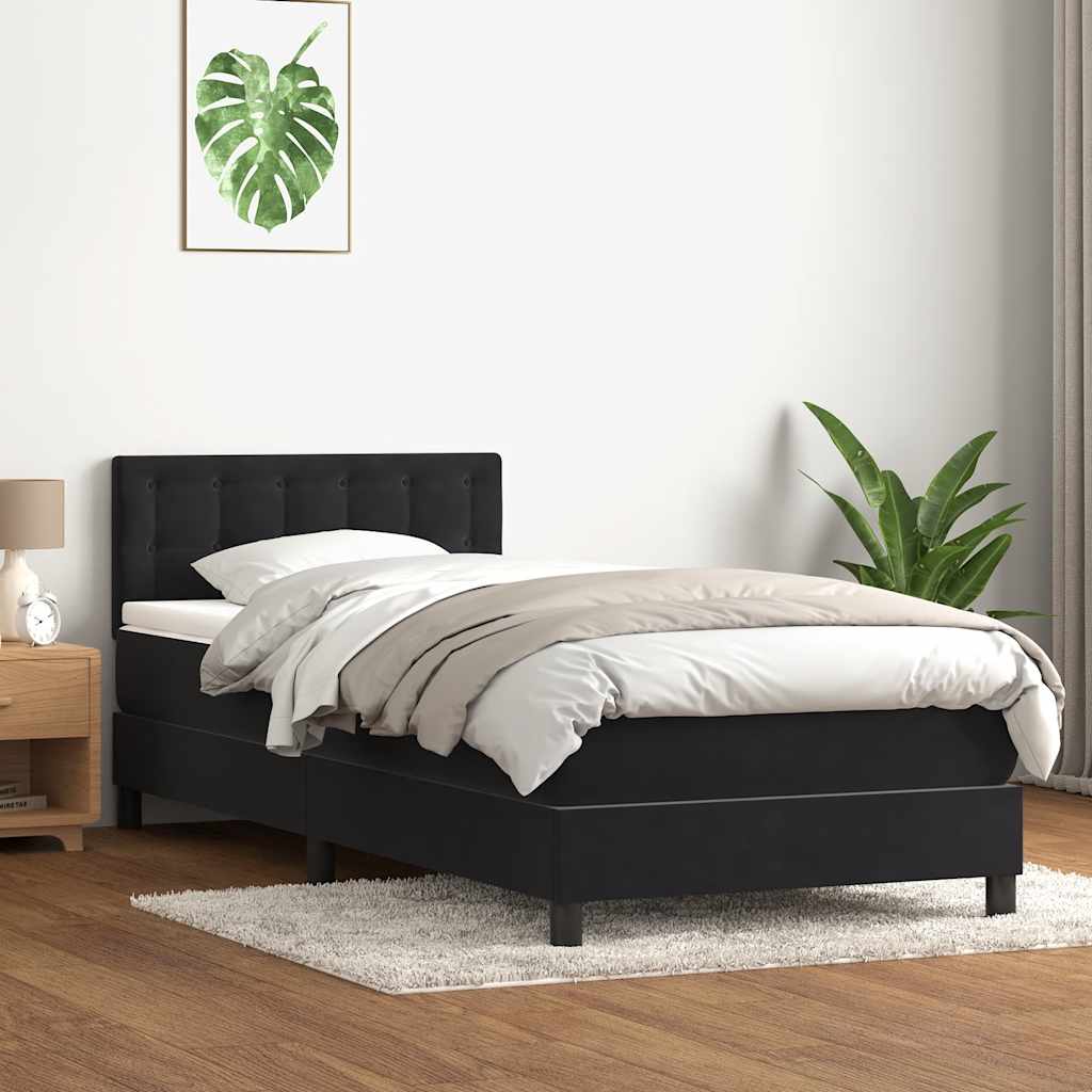 Sommier à lattes de lit avec matelas noir 90x210 cm velours