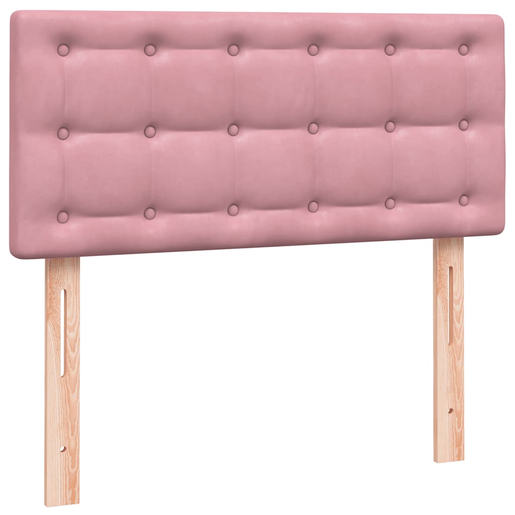 Sommier à lattes de lit avec matelas rose 90x210 cm velours